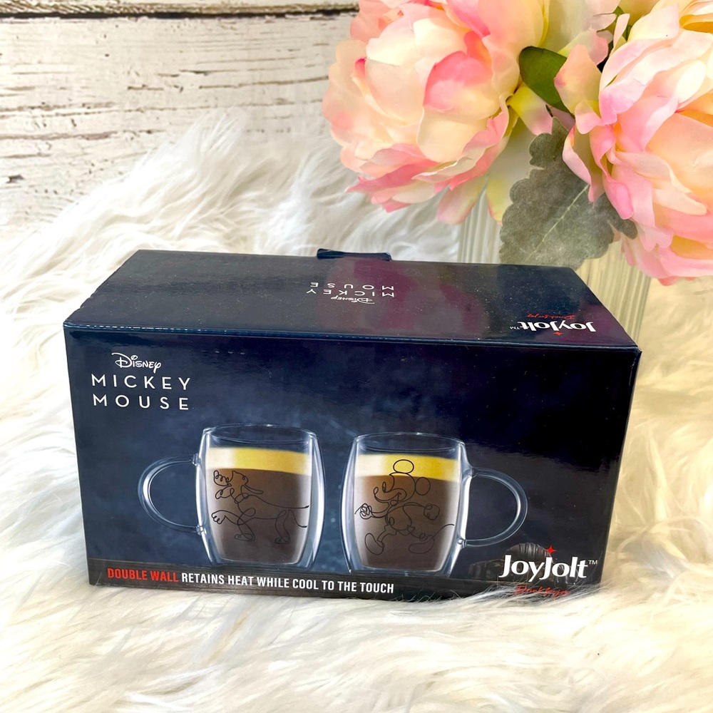 JoyJolt Disney Mickey and Pluto double wall espresso mugs New In Box 📦
